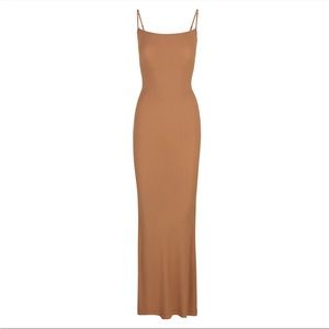 Skims soft lounge slip dress (camel)